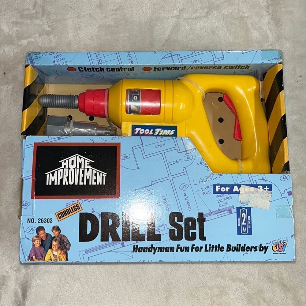 Vintage Tool Time Home Improvement Kids‎ Toy Drill Set DSI NIB NOS Rare